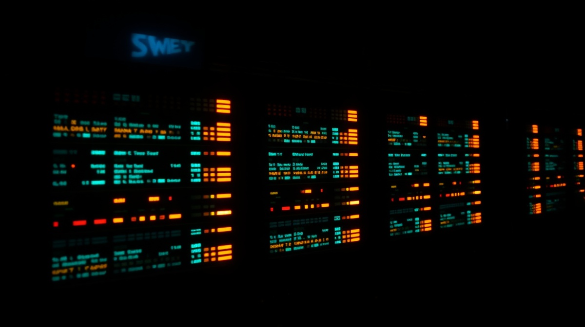 Server monitoring dashboard at night